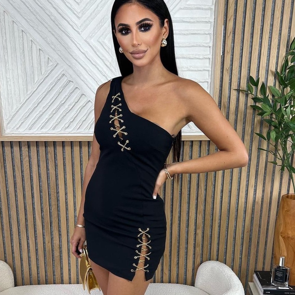 H:ours Delacey Mini Dress in Black Noir size small NWT